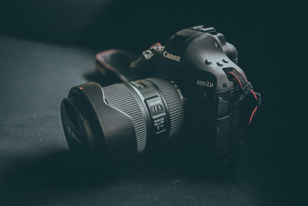 Camera gear on table